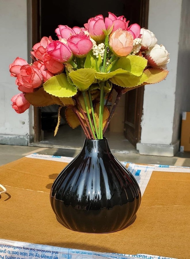 Pure Source India Ceramic Vase with 6 Pcs Reed Sticks for Home Décor || Center Table || Bedroom || Living Room and Office Decoration (Black) - Image 3